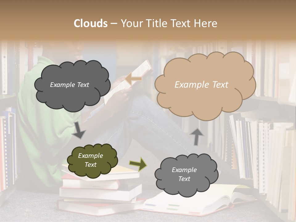 Bookshelf African Student PowerPoint Template