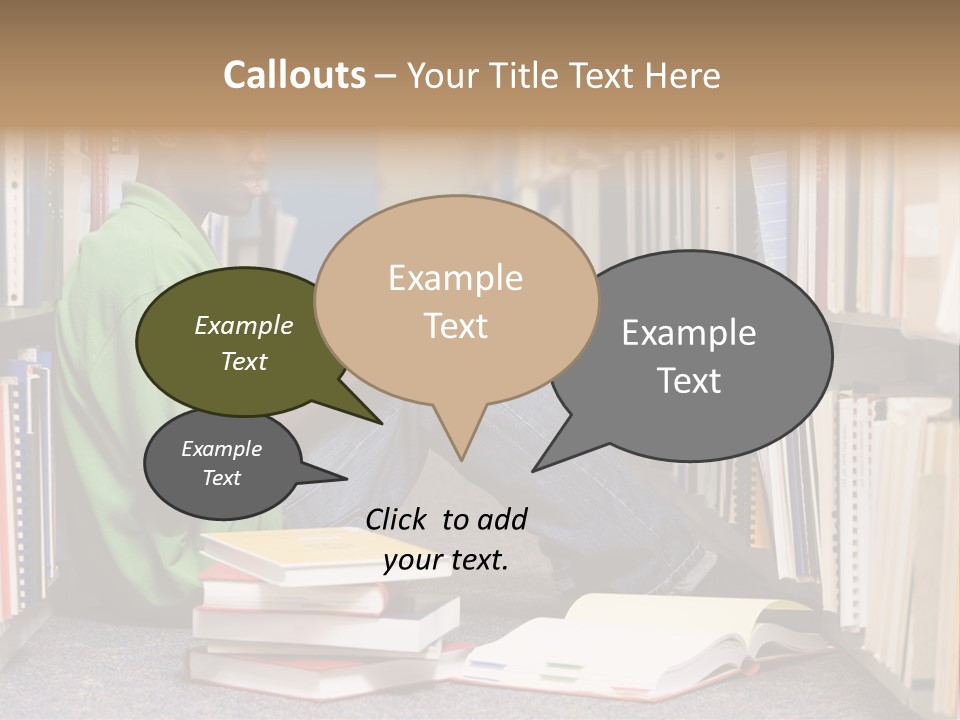 Bookshelf African Student PowerPoint Template