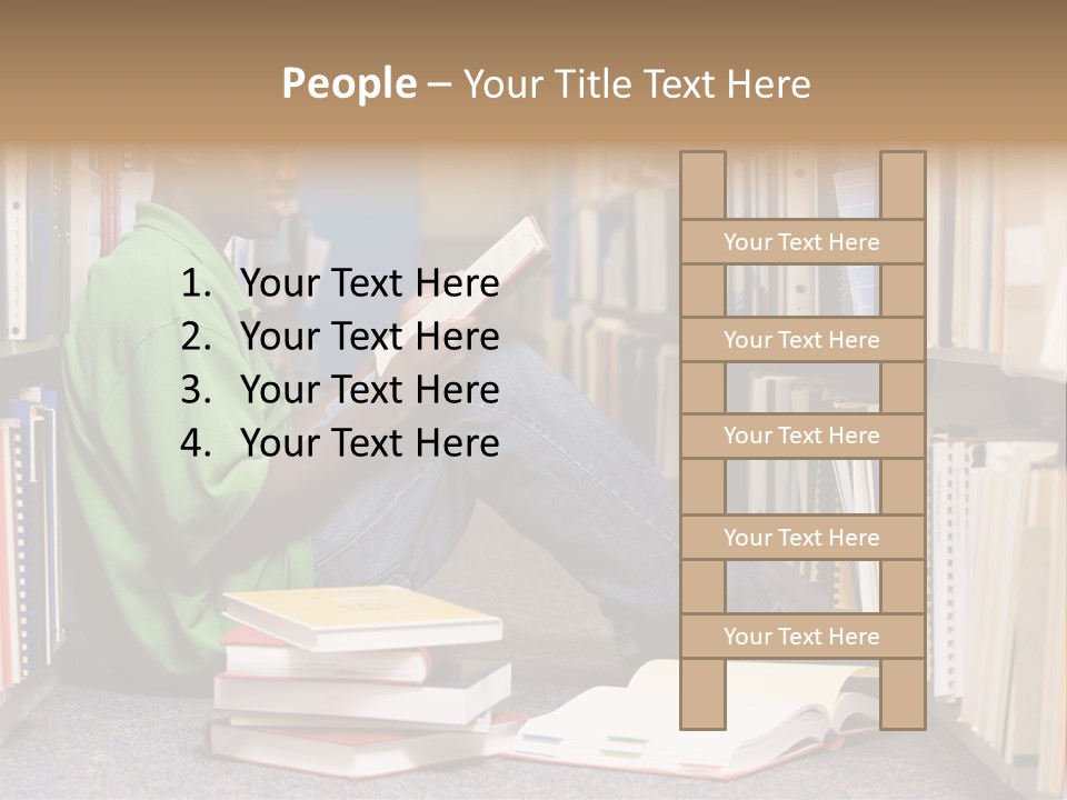 Bookshelf African Student PowerPoint Template