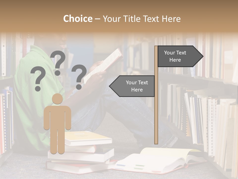 Bookshelf African Student PowerPoint Template