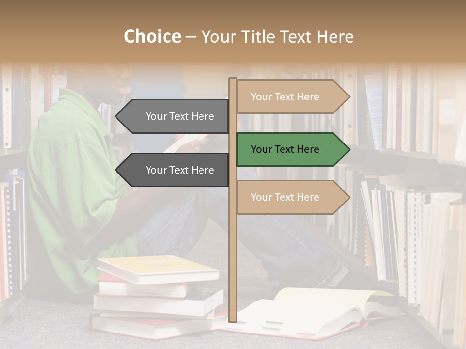 Bookshelf African Student PowerPoint Template
