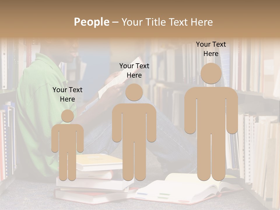 Bookshelf African Student PowerPoint Template