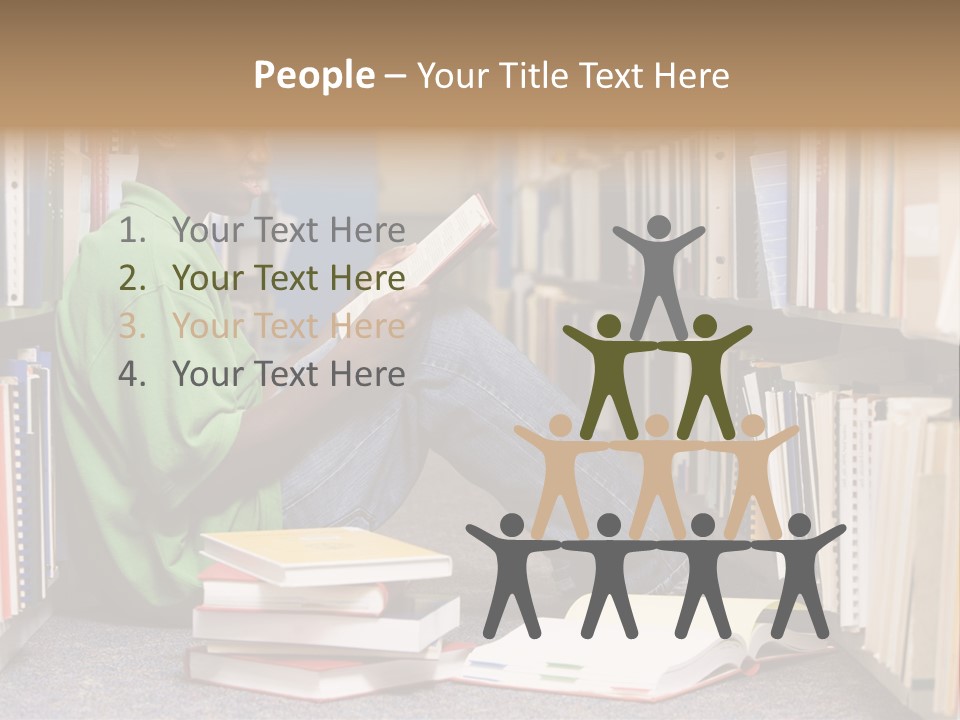 Bookshelf African Student PowerPoint Template