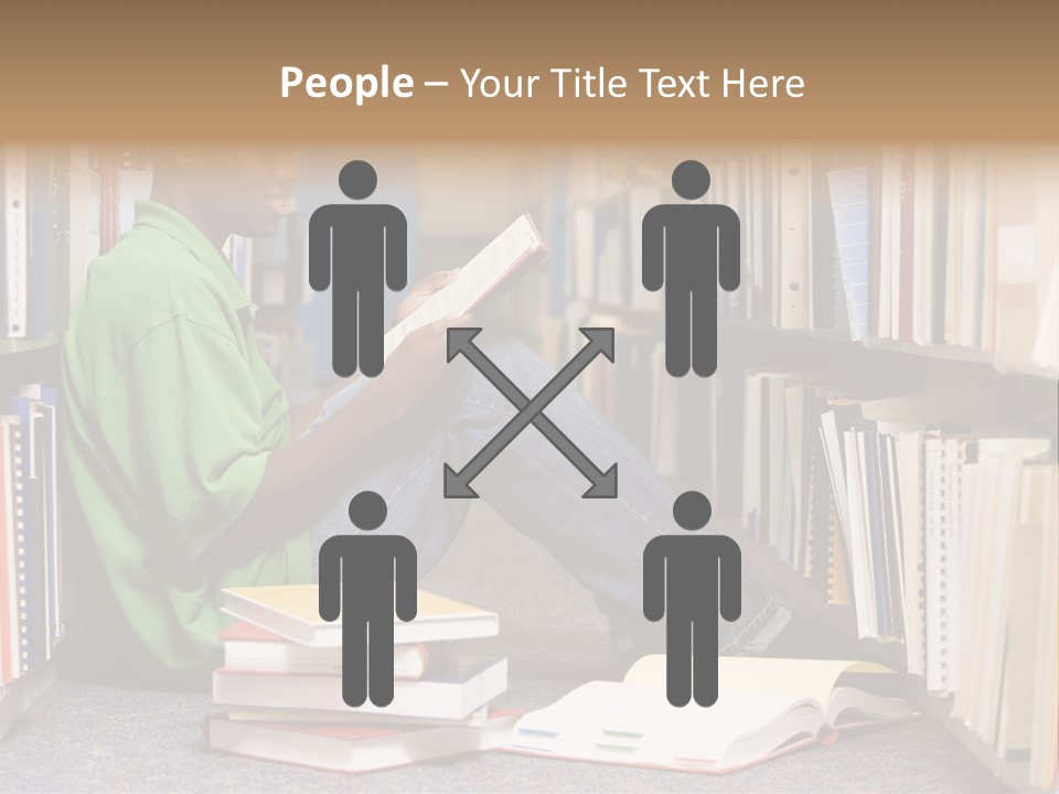 Bookshelf African Student PowerPoint Template