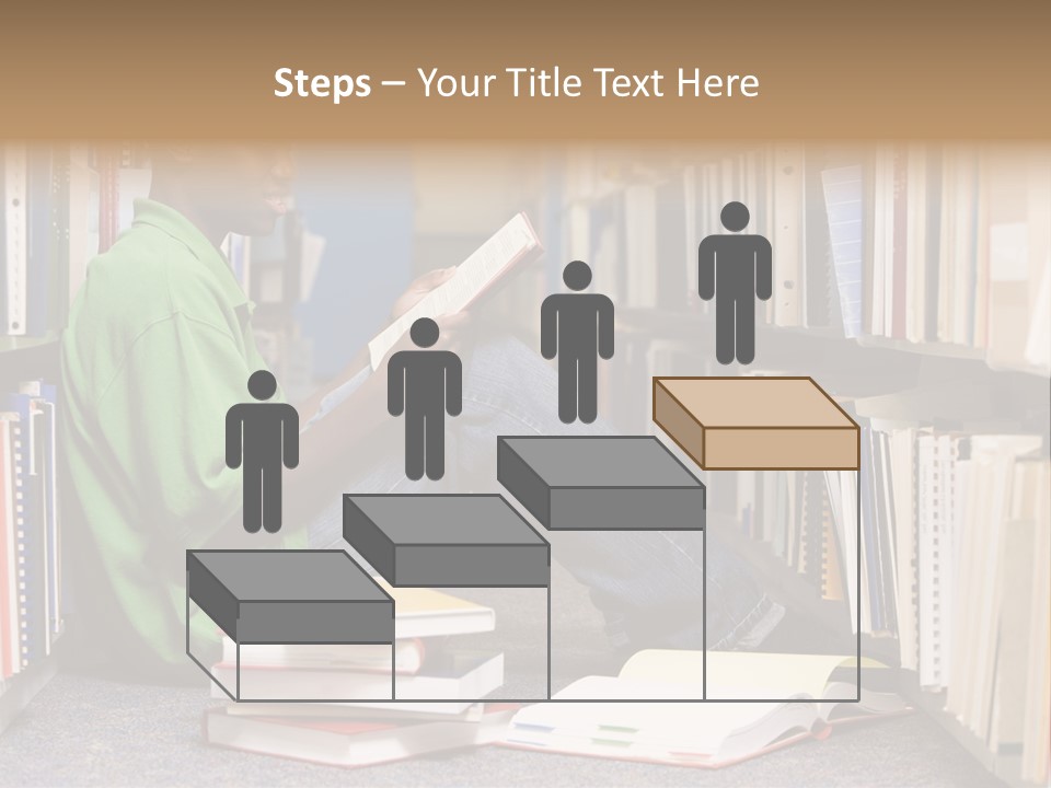 Bookshelf African Student PowerPoint Template