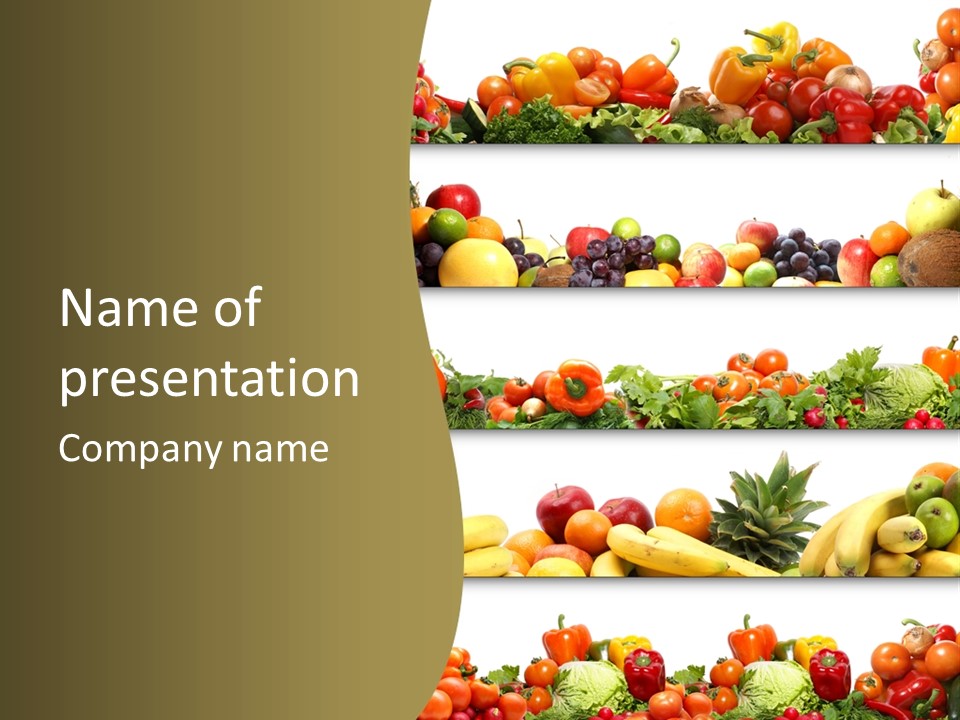 Tangerine Eating Lettuce PowerPoint Template