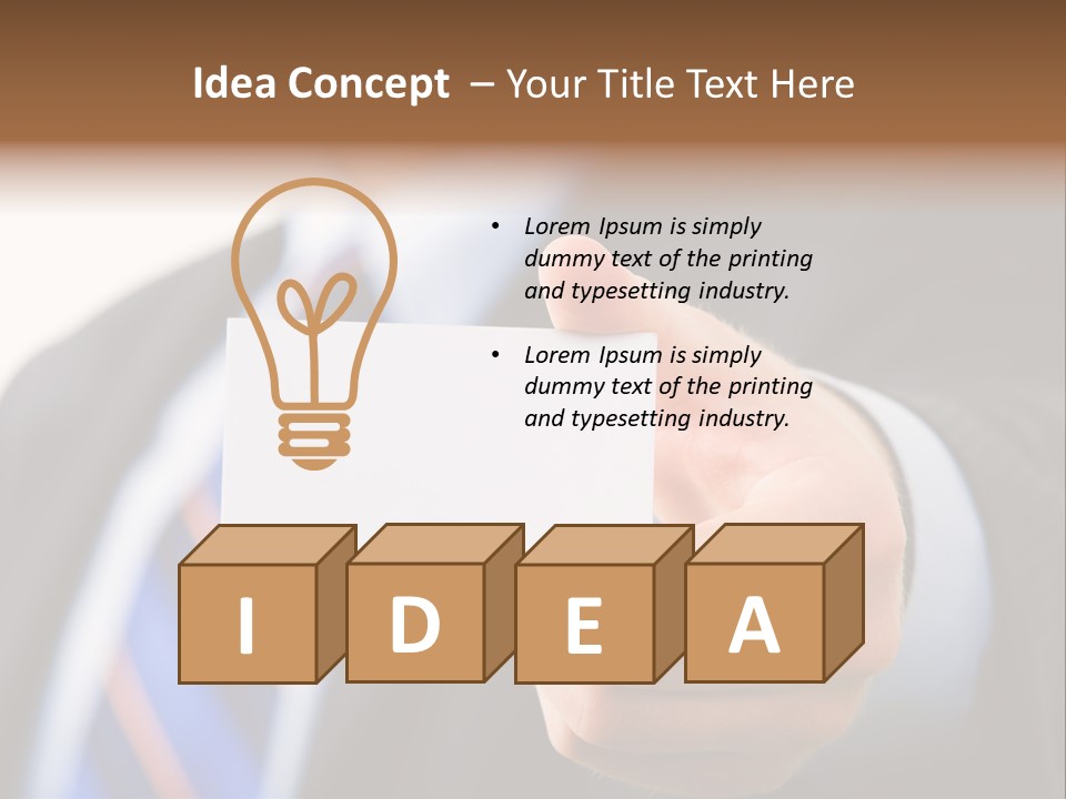 A Man In A Suit Holding A Business Card PowerPoint Template