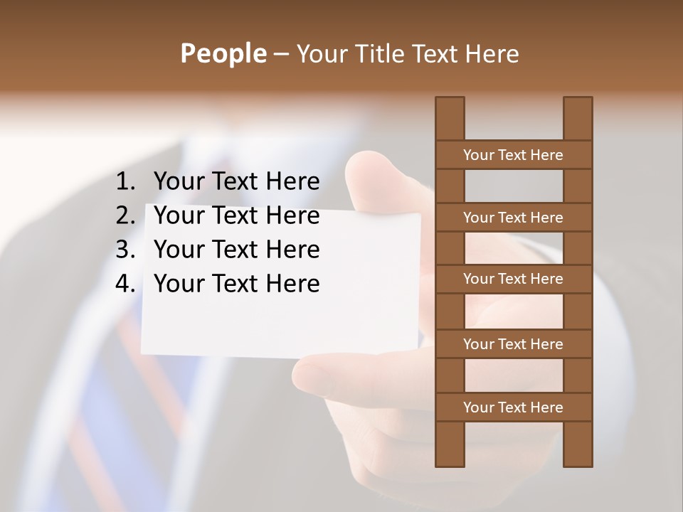 A Man In A Suit Holding A Business Card PowerPoint Template