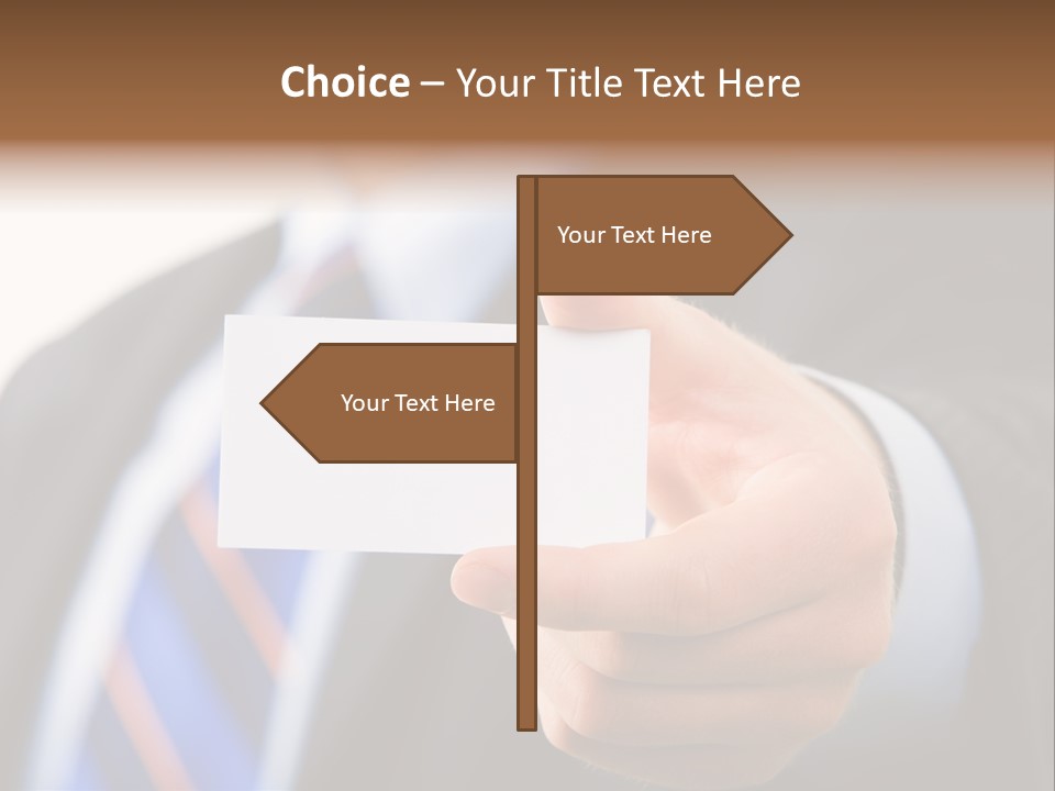 A Man In A Suit Holding A Business Card PowerPoint Template