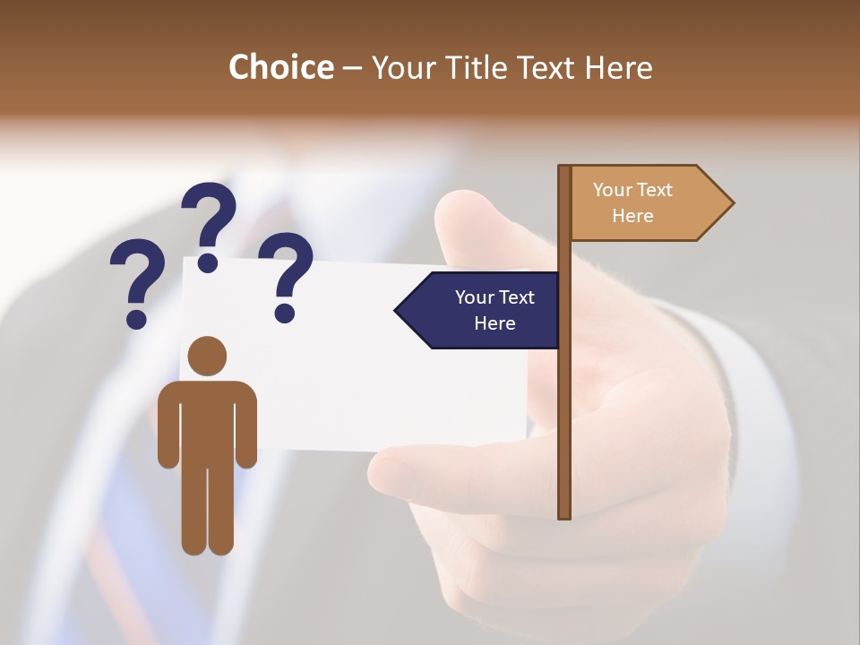 A Man In A Suit Holding A Business Card PowerPoint Template