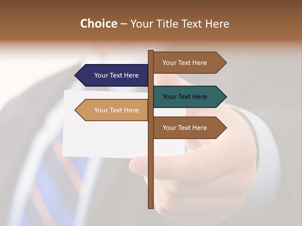 A Man In A Suit Holding A Business Card PowerPoint Template