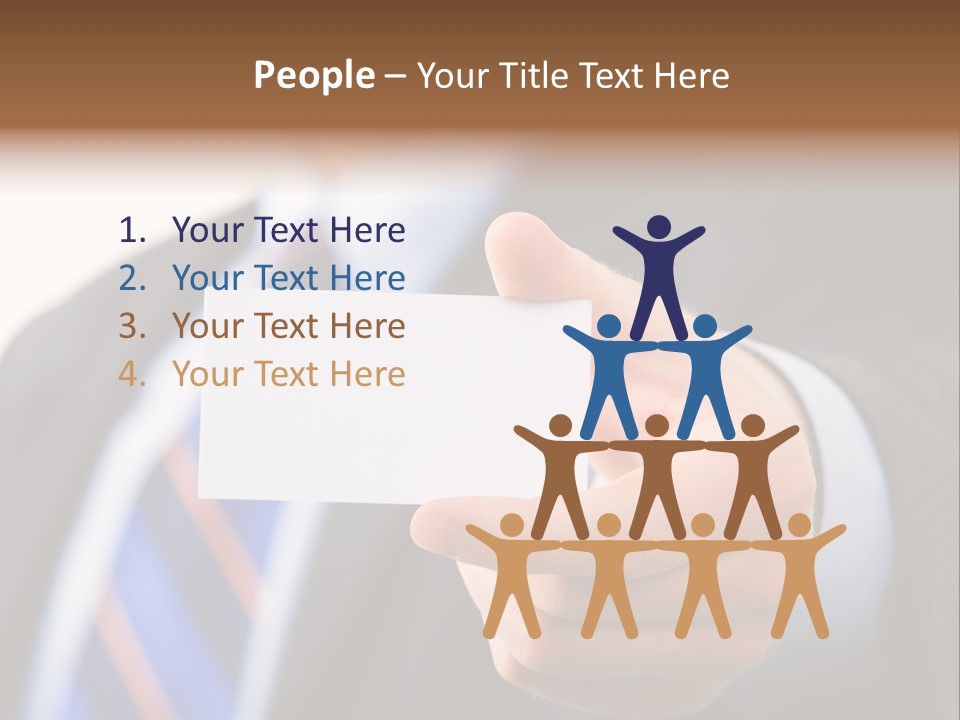 A Man In A Suit Holding A Business Card PowerPoint Template