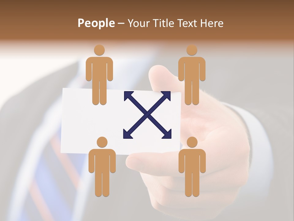 A Man In A Suit Holding A Business Card PowerPoint Template