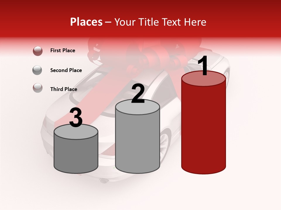 A White Car With A Red Bow On Top Of It PowerPoint Template