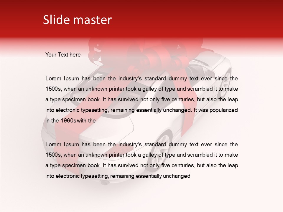 A White Car With A Red Bow On Top Of It PowerPoint Template