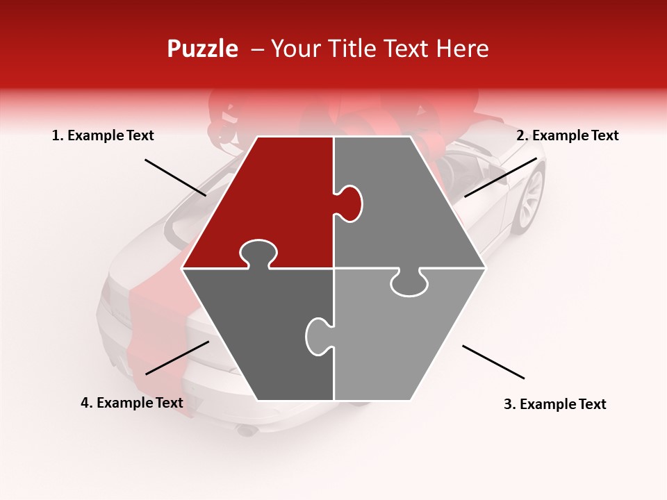 A White Car With A Red Bow On Top Of It PowerPoint Template