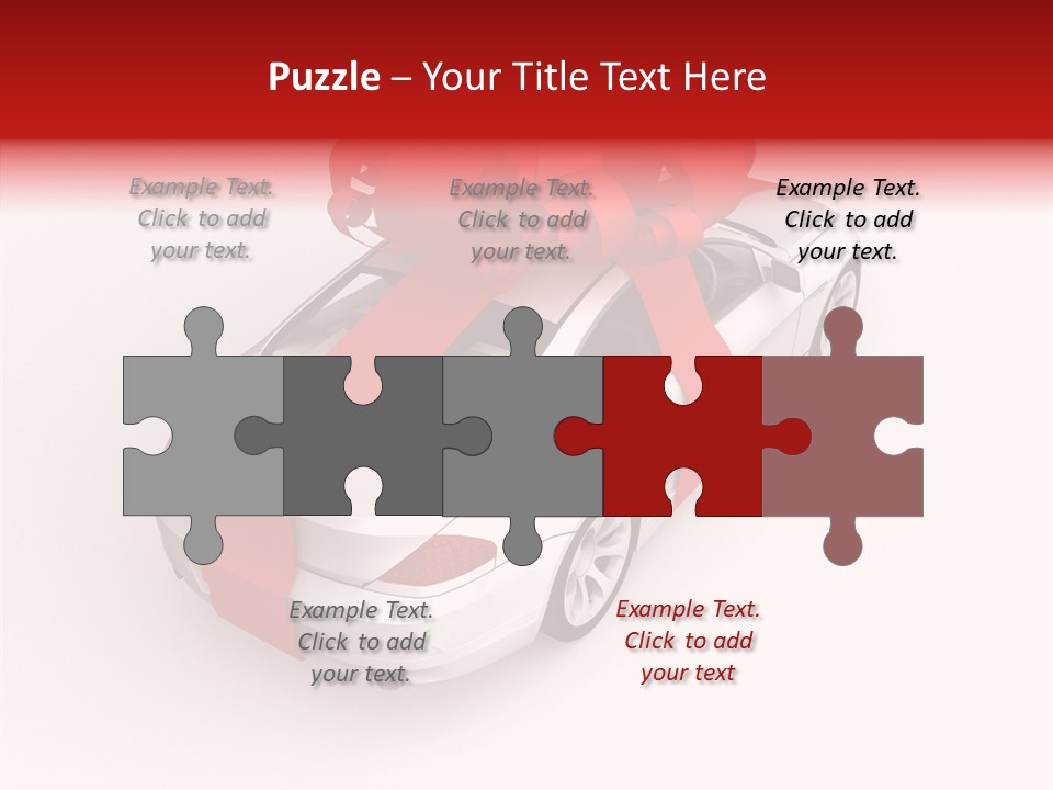 A White Car With A Red Bow On Top Of It PowerPoint Template