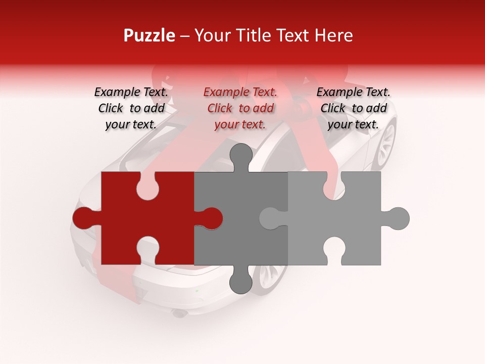 A White Car With A Red Bow On Top Of It PowerPoint Template