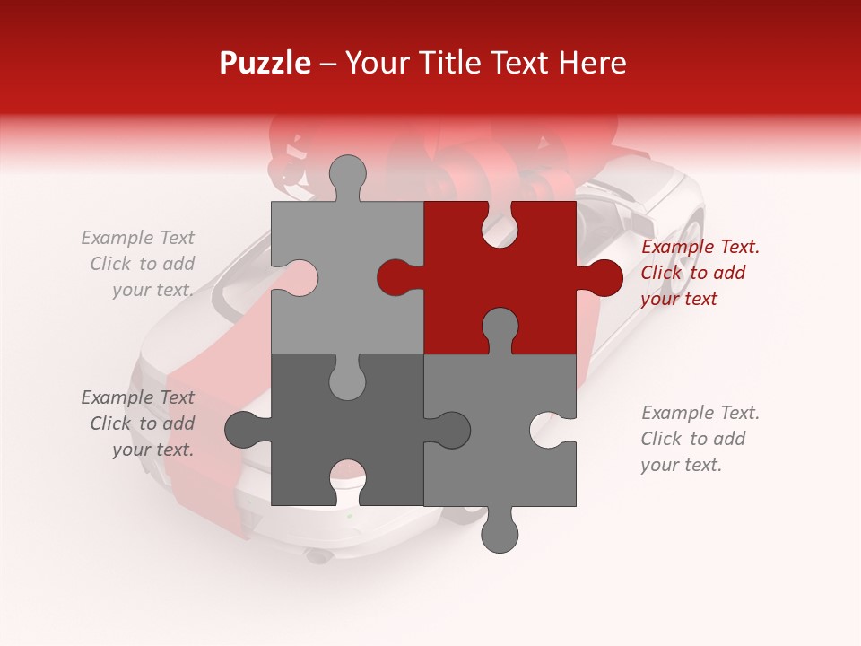 A White Car With A Red Bow On Top Of It PowerPoint Template