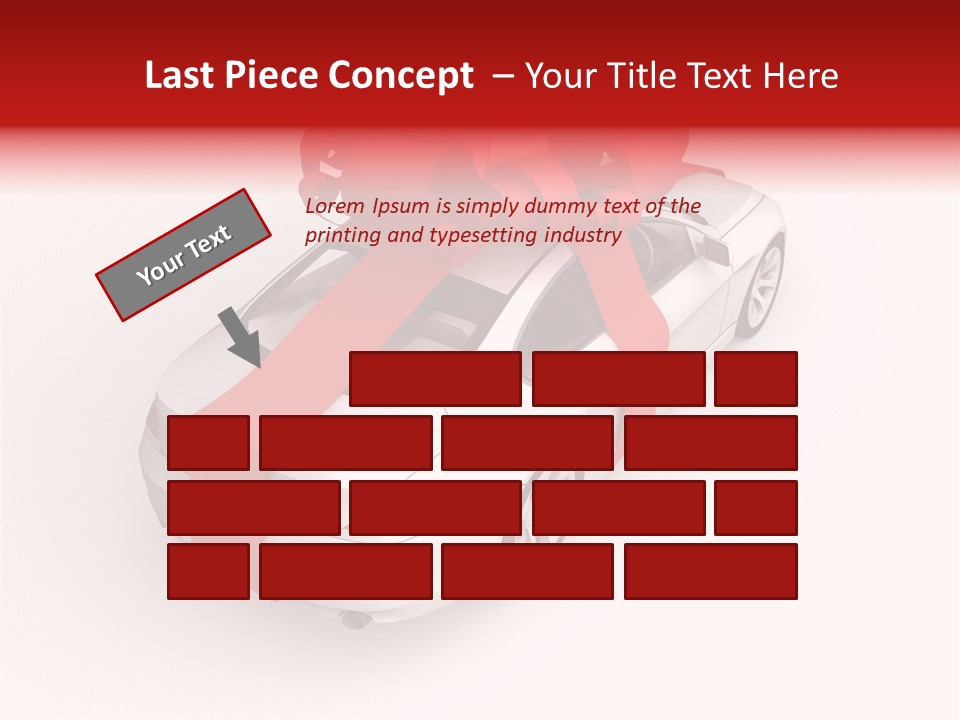 A White Car With A Red Bow On Top Of It PowerPoint Template
