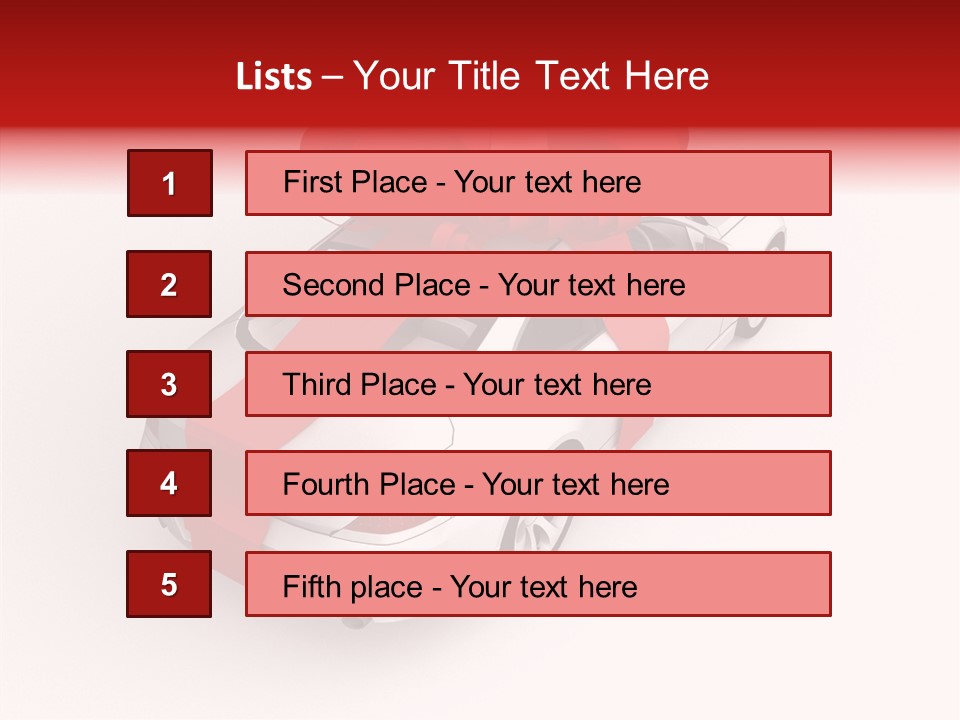 A White Car With A Red Bow On Top Of It PowerPoint Template