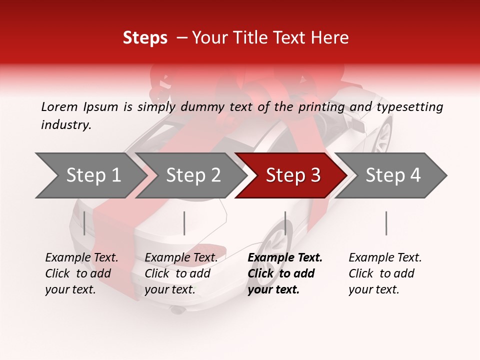 A White Car With A Red Bow On Top Of It PowerPoint Template
