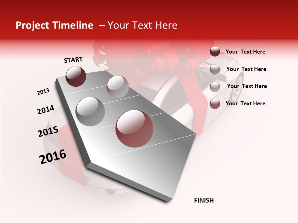 A White Car With A Red Bow On Top Of It PowerPoint Template