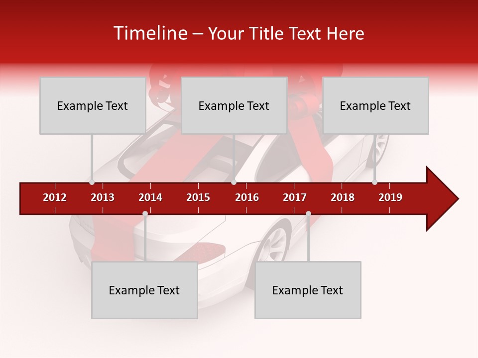 A White Car With A Red Bow On Top Of It PowerPoint Template