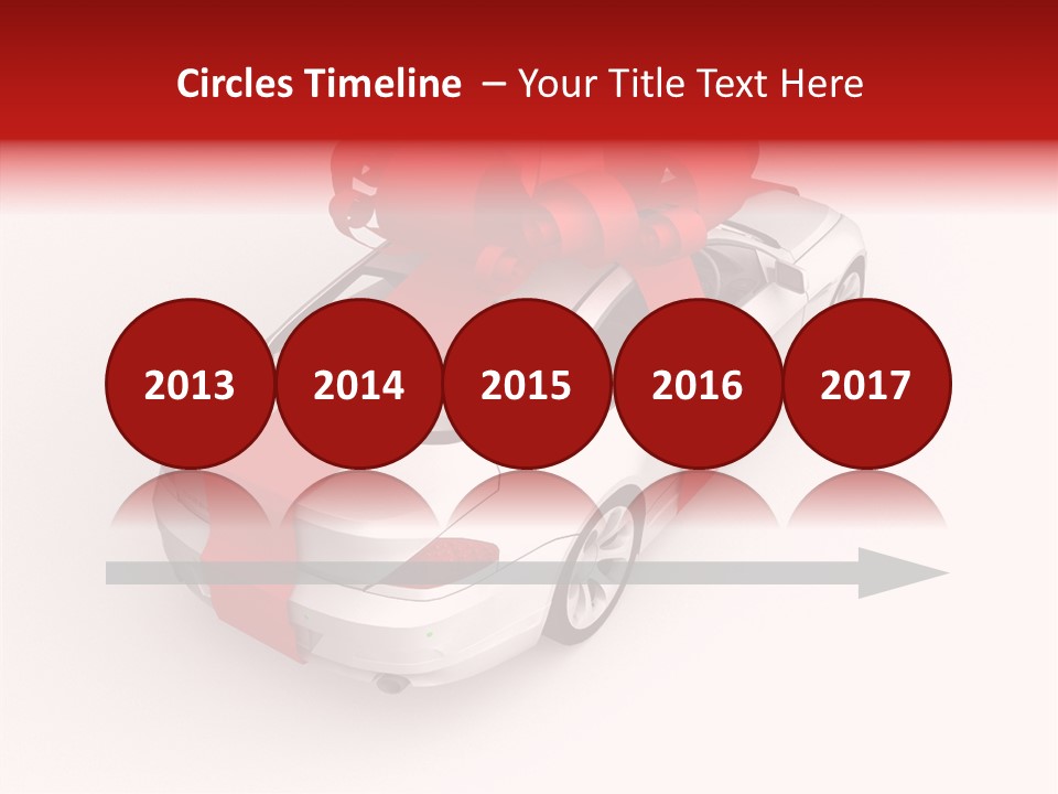 A White Car With A Red Bow On Top Of It PowerPoint Template