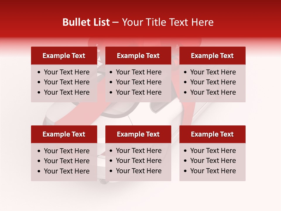 A White Car With A Red Bow On Top Of It PowerPoint Template