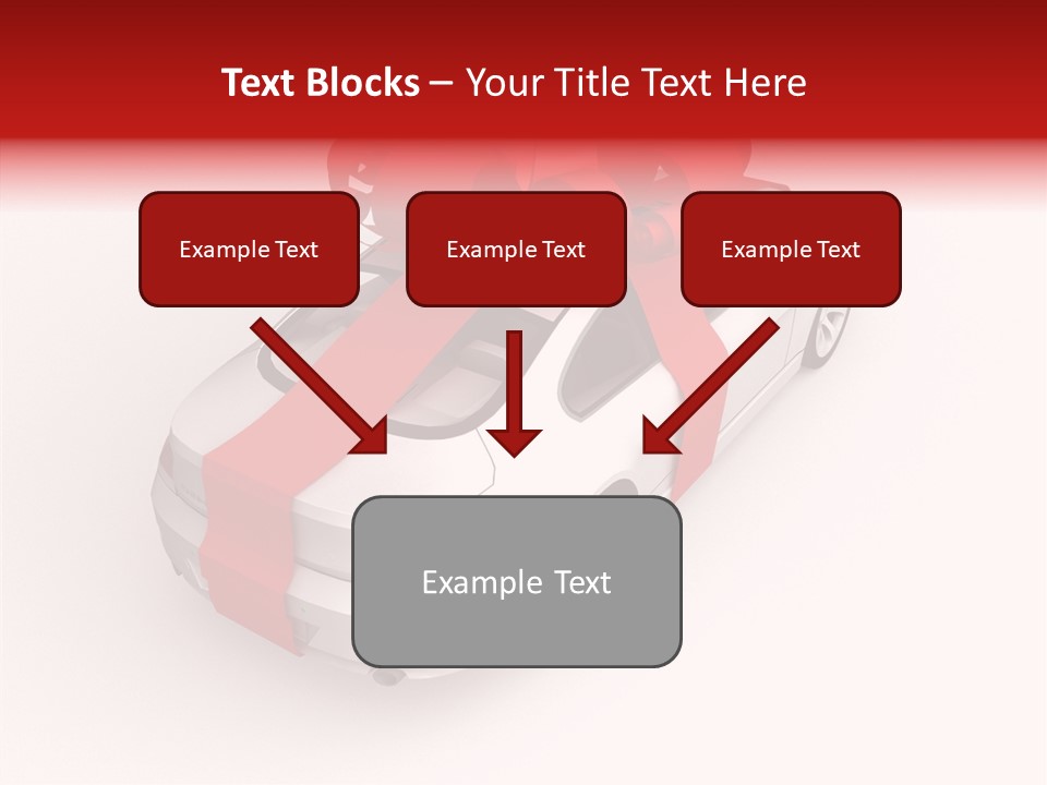A White Car With A Red Bow On Top Of It PowerPoint Template