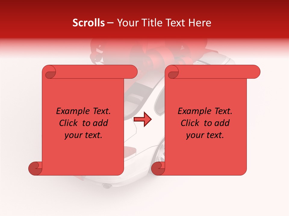 A White Car With A Red Bow On Top Of It PowerPoint Template