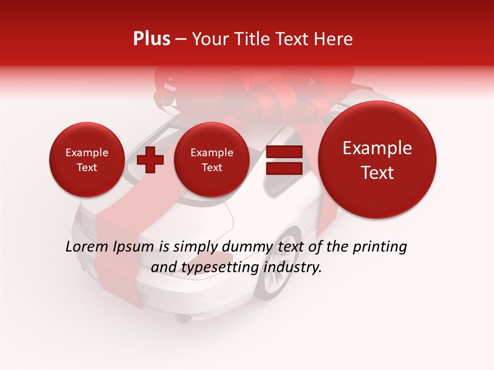 A White Car With A Red Bow On Top Of It PowerPoint Template