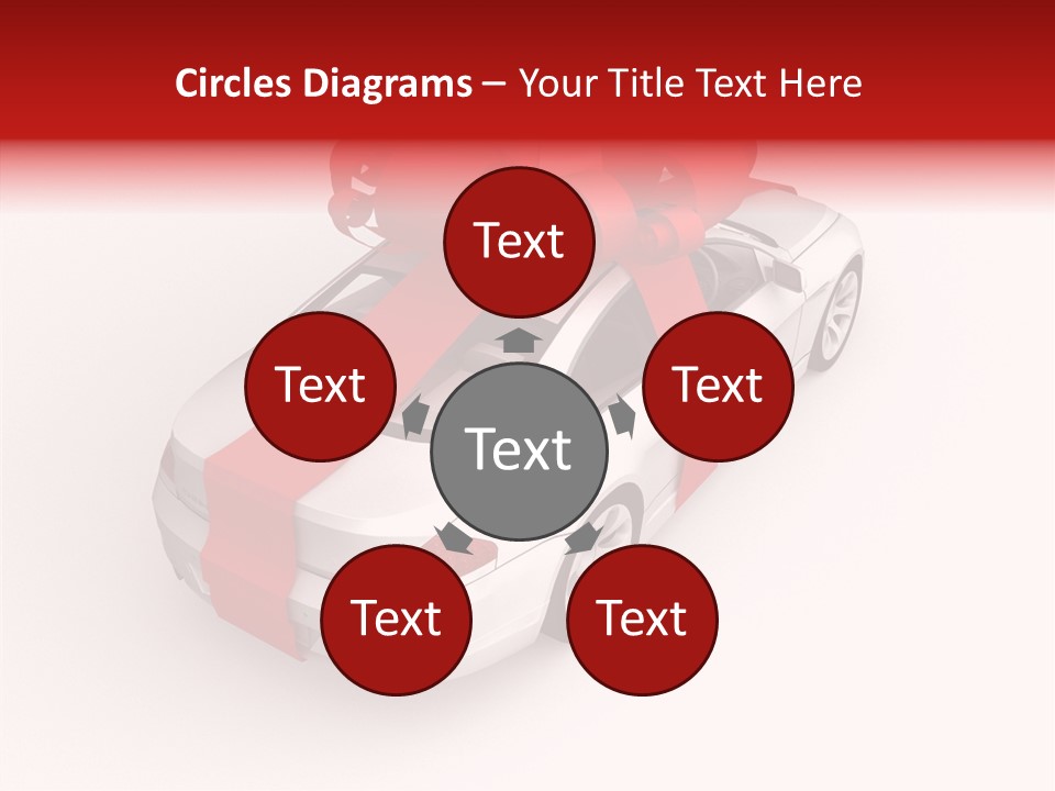 A White Car With A Red Bow On Top Of It PowerPoint Template