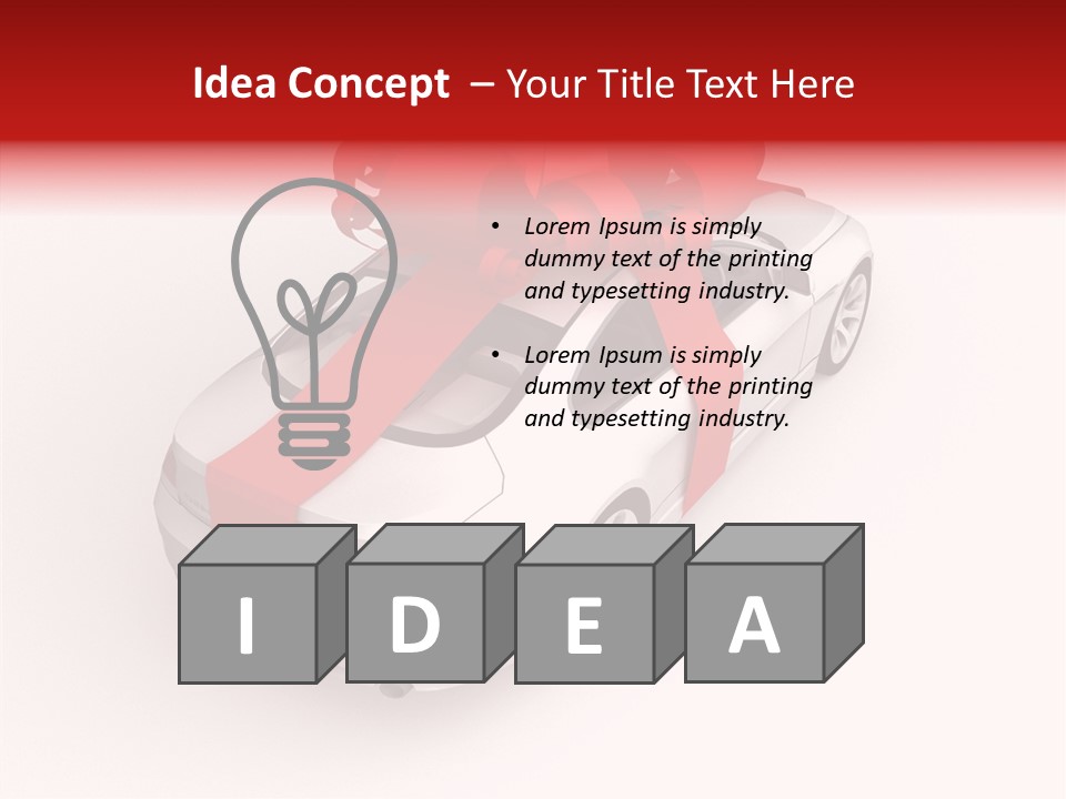 A White Car With A Red Bow On Top Of It PowerPoint Template