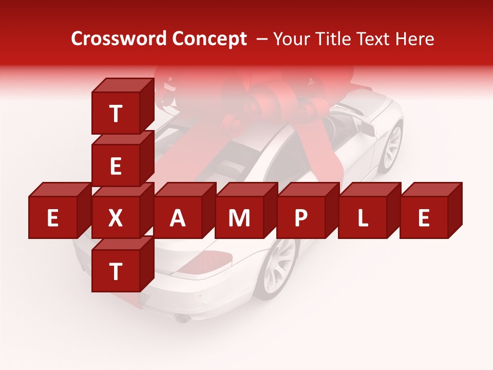 A White Car With A Red Bow On Top Of It PowerPoint Template