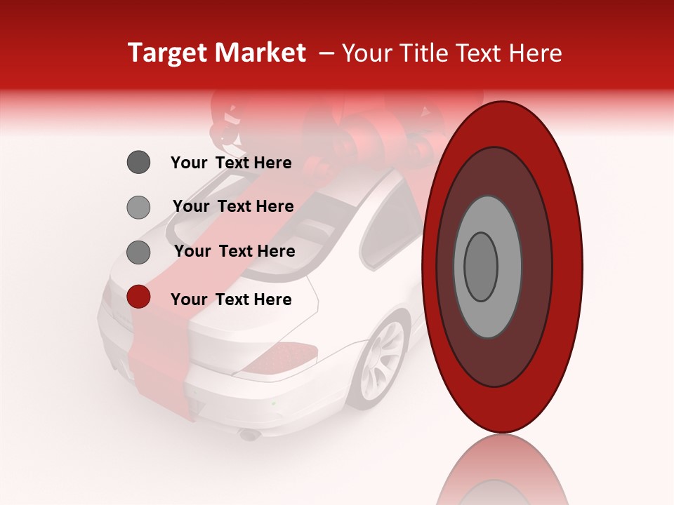 A White Car With A Red Bow On Top Of It PowerPoint Template