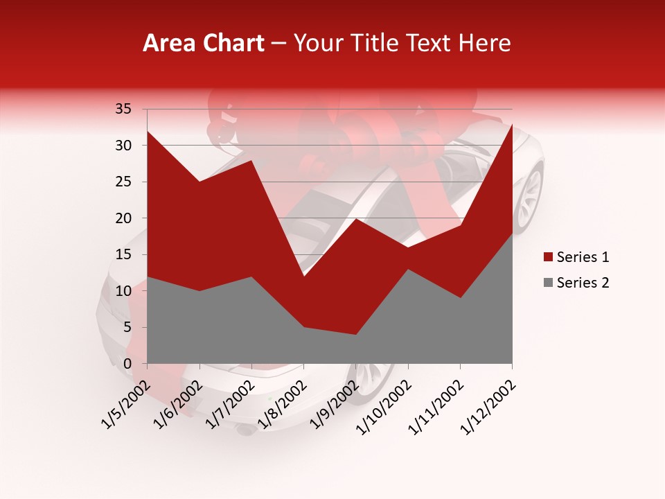 A White Car With A Red Bow On Top Of It PowerPoint Template