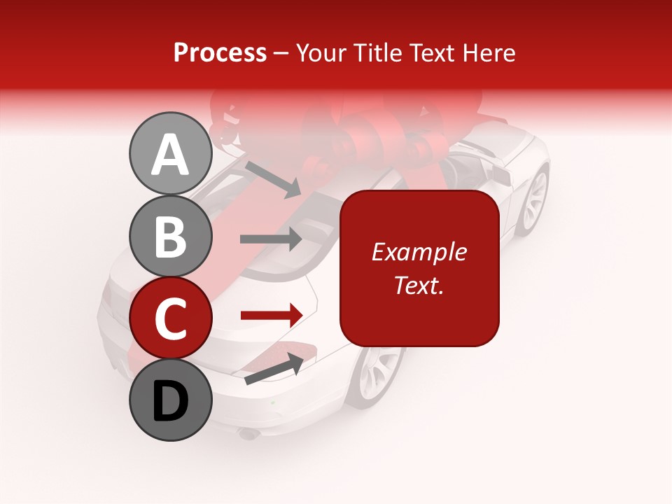 A White Car With A Red Bow On Top Of It PowerPoint Template