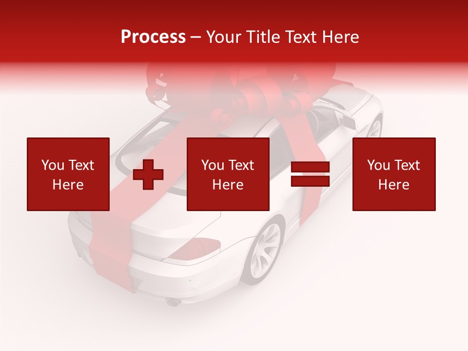 A White Car With A Red Bow On Top Of It PowerPoint Template