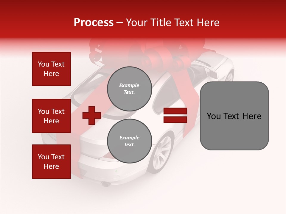 A White Car With A Red Bow On Top Of It PowerPoint Template