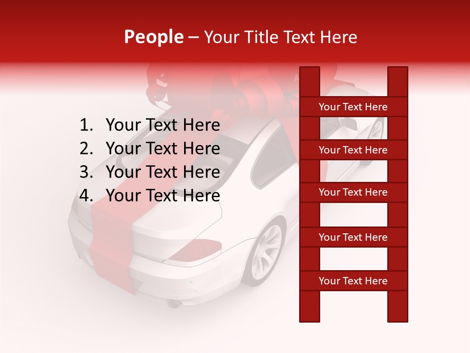 A White Car With A Red Bow On Top Of It PowerPoint Template