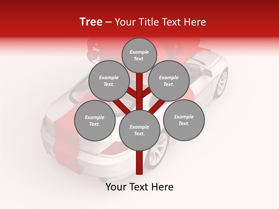 A White Car With A Red Bow On Top Of It PowerPoint Template