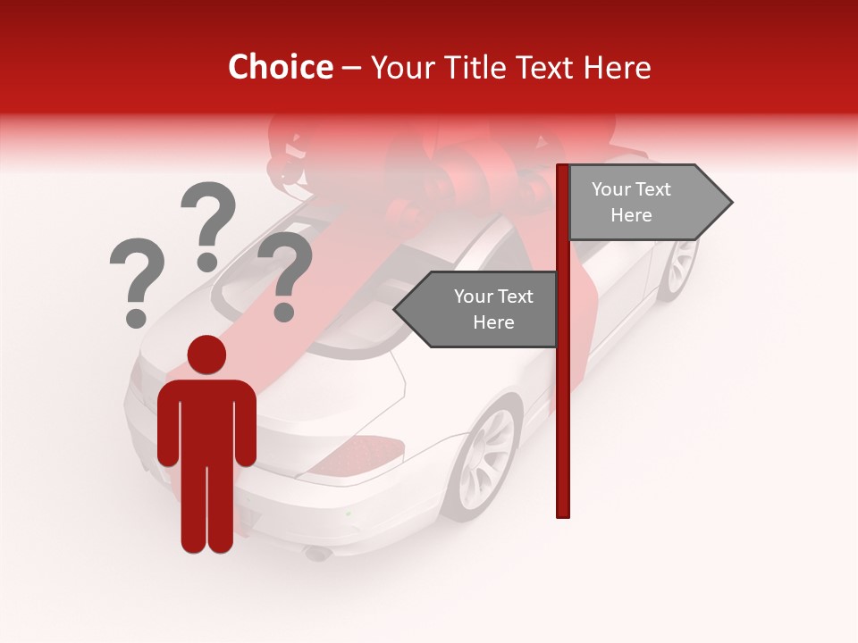 A White Car With A Red Bow On Top Of It PowerPoint Template