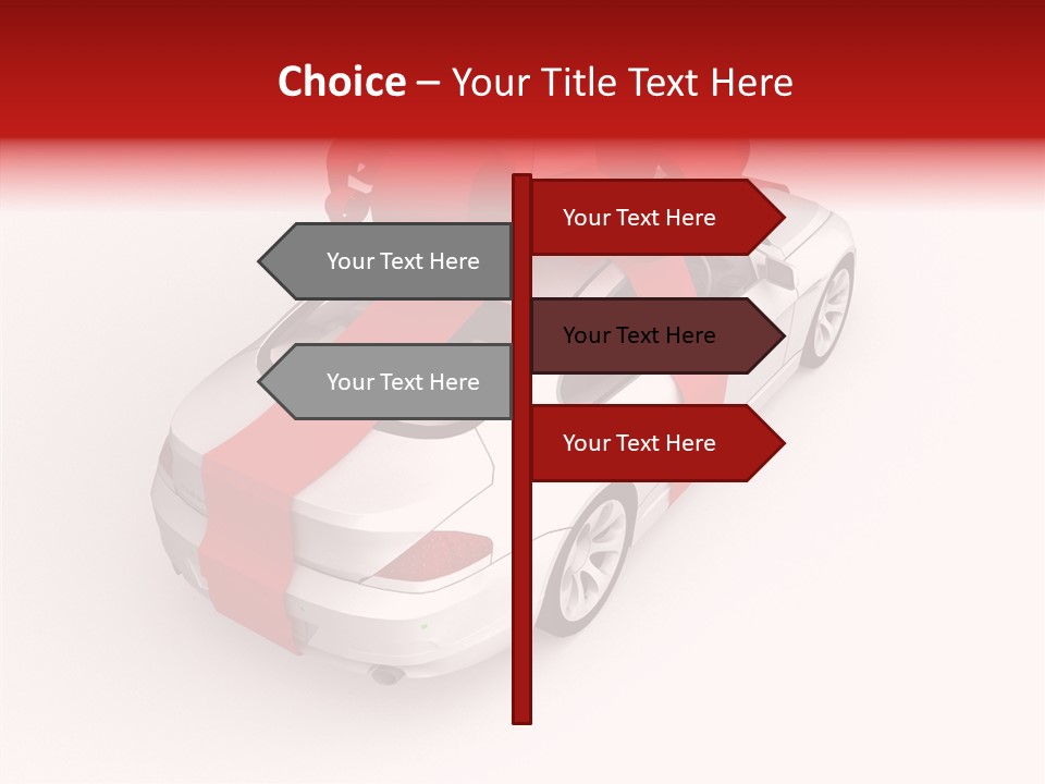 A White Car With A Red Bow On Top Of It PowerPoint Template