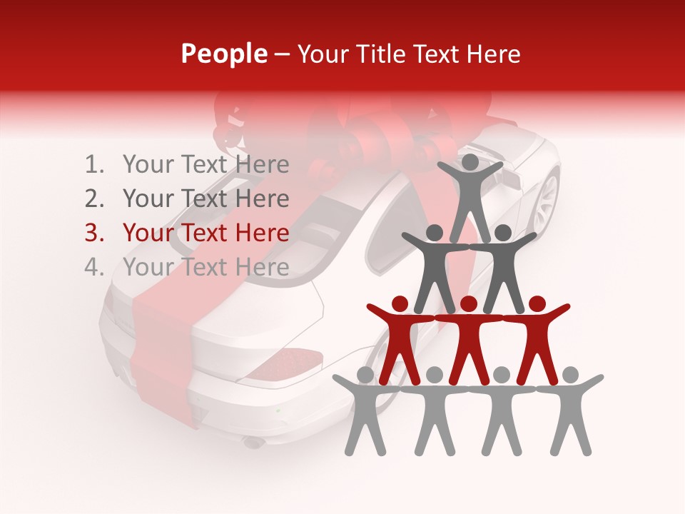 A White Car With A Red Bow On Top Of It PowerPoint Template