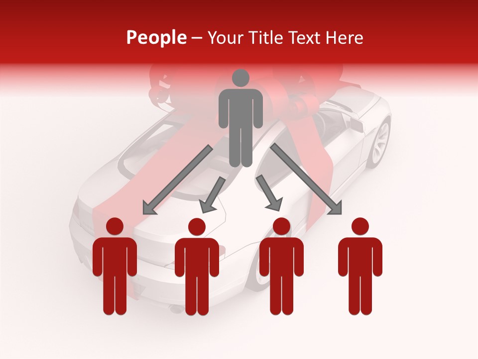 A White Car With A Red Bow On Top Of It PowerPoint Template