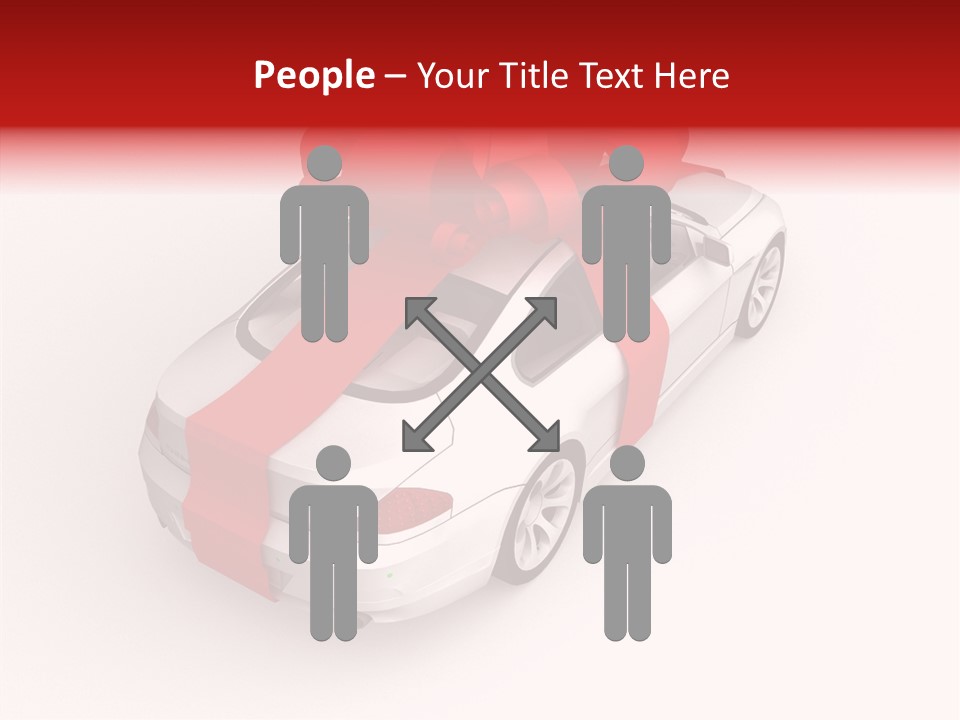A White Car With A Red Bow On Top Of It PowerPoint Template
