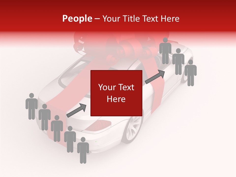 A White Car With A Red Bow On Top Of It PowerPoint Template
