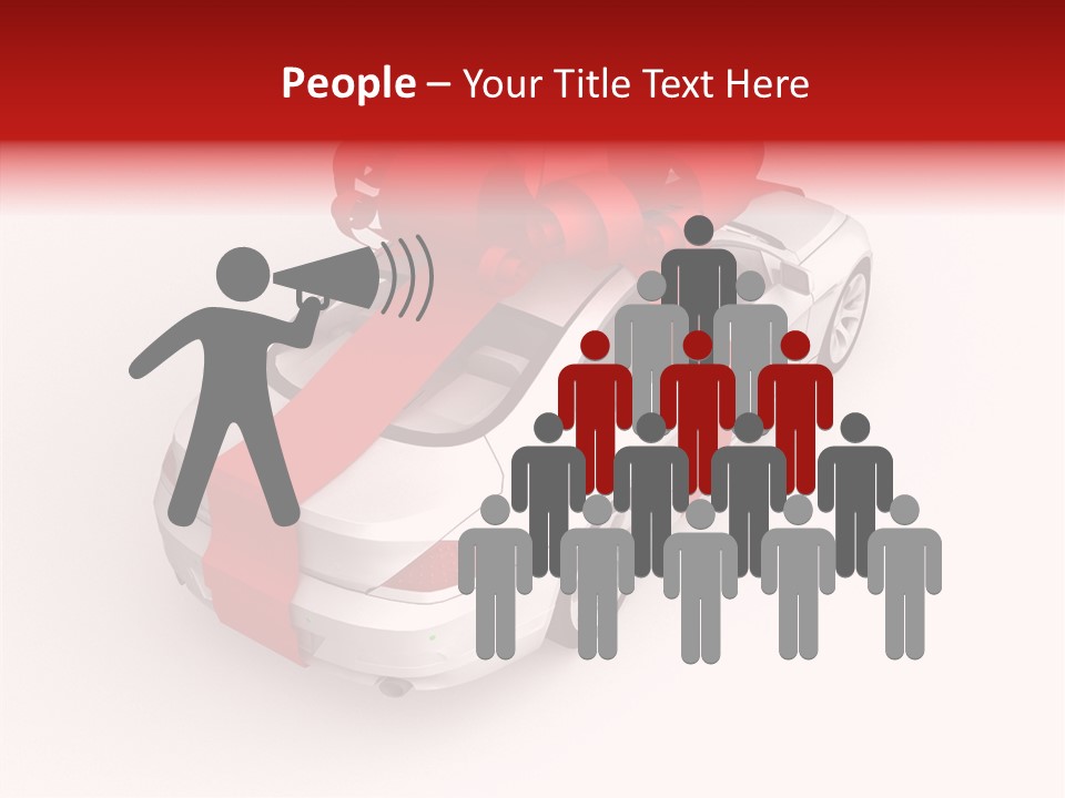 A White Car With A Red Bow On Top Of It PowerPoint Template